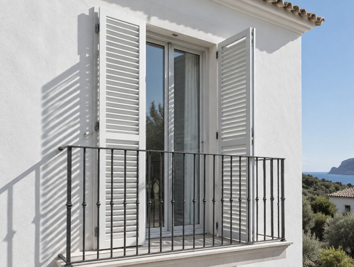 Mallorquinas de aluminio blanco en una balconera